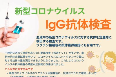 新型コロナウィルスIgG抗体検査ができます | その他